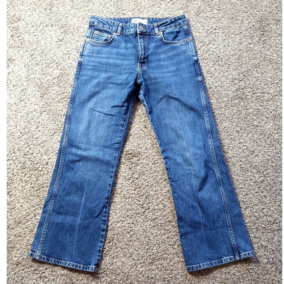 Zara Denim - Zara Jeans Womens Size 4 Blue Straight Leg High Rise Medium Wash Denim Casual